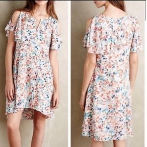 ANTHROPOLOGIE MAEVE OPEN SHOULDER WATERCOLOR TONES WOMEN'S DRESS SIZE SMALL